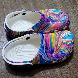 Psychedelic Multicolored Crocs Size 7 US